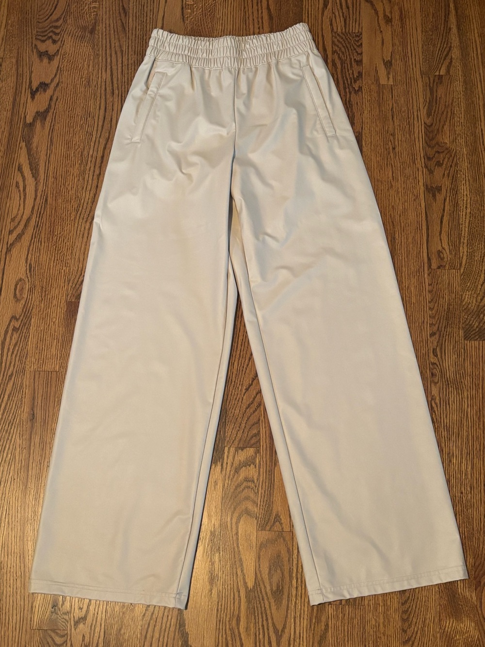 OFFLINE by Aerie Real Luxe Faux Leather Wide Leg Pants Cream Tan XS